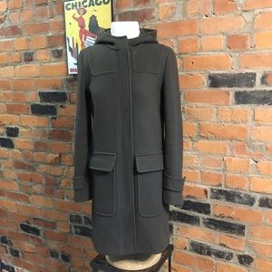 J. Crew Hunter Green Hooded Wool Coat